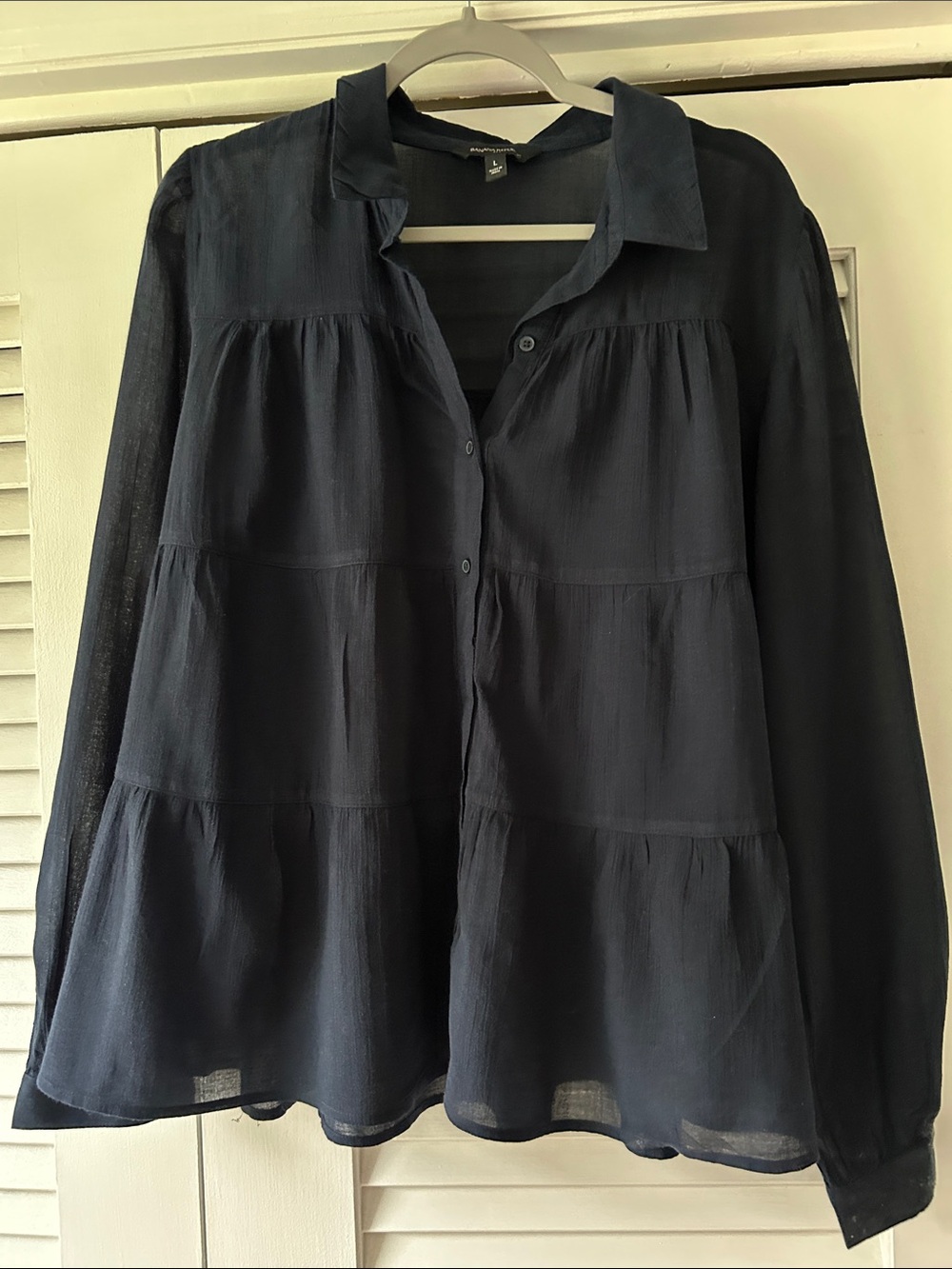 Banana Republic Black Tiered Button-Down Blouse